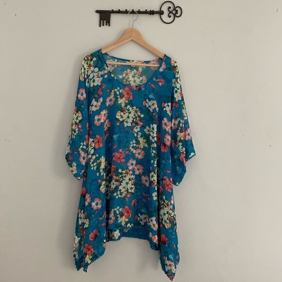 Lands End tropical beach floral bathing suit pool cover up vacation size XS - Picture 1 of 9